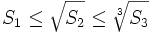 S_1 \leq \sqrt{S_2} \leq \sqrt[3]{S_3}