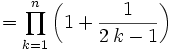 = \prod_{k=1}^{n}\left(1+\frac{1}{2\,k-1}\right)