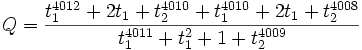 Q = \frac{t_1^{4012} + 2t_1 + t_2^{4010} + t_1^{4010} + 2 t_1 + t_2^{4008}}          {t_1^{4011} + t_1^2 + 1 + t_2^{4009}}