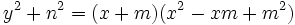 y^2 + n^2 = (x+m)(x^2 - xm + m^2)\,