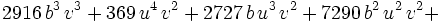 2916\,b^3\,v^3+369\,u^4\,v^2+2727\,b\,u^3\,v^2+7290\,b^2\,u^2\,v^2+
