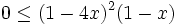 0\leq (1-4x)^2(1-x)